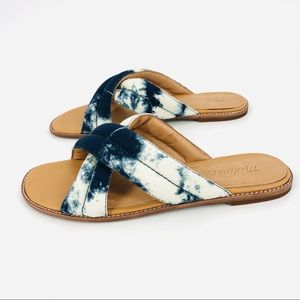 ✨ Madewell Skyler Cloud Blue White Tye Dye Cozy Slide Sandals 9US
